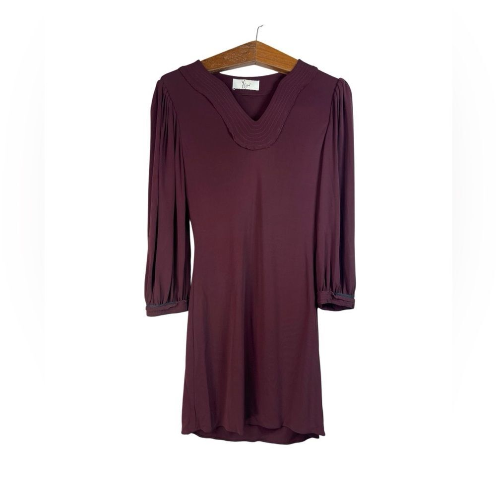 Y. Yigal Vintage Burgundy Long Sleeve Shift Pullover Dress Size 2 Retro Y2K